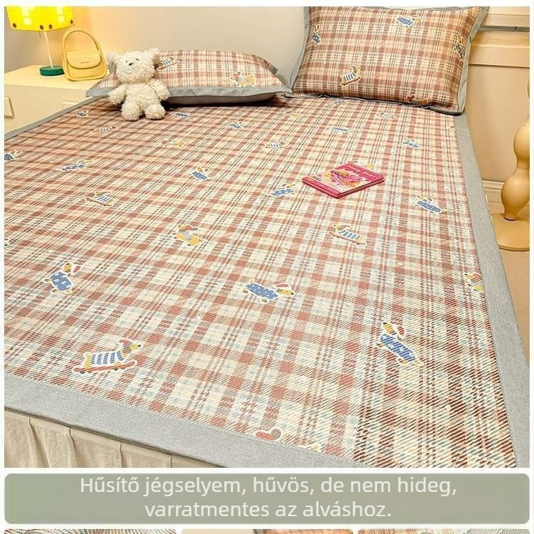RUIDAN Jégselyem és Rattan Mat – Jacquard Szövés, Összecsukható, Matakészlet, Rajzfilm-stílus, Diákszállásokhoz