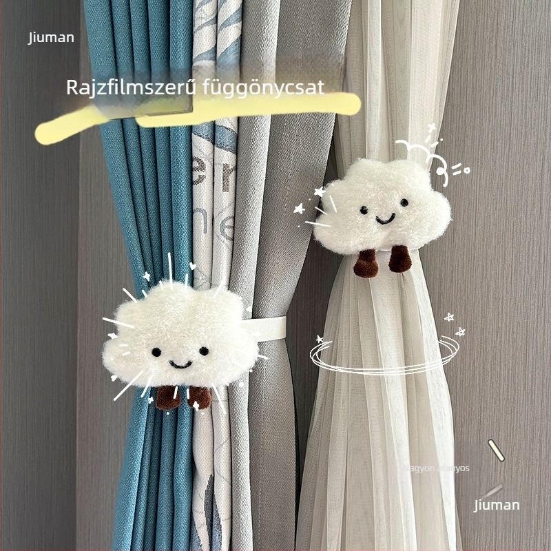 Aranyos karikatúra függönykötő pánt gyerekszobába – kampó nélküli telepítés, egyszerű dekoráció