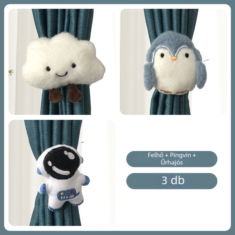 Aranyos karikatúra függönykötő pánt gyerekszobába – kampó nélküli telepítés, egyszerű dekoráció