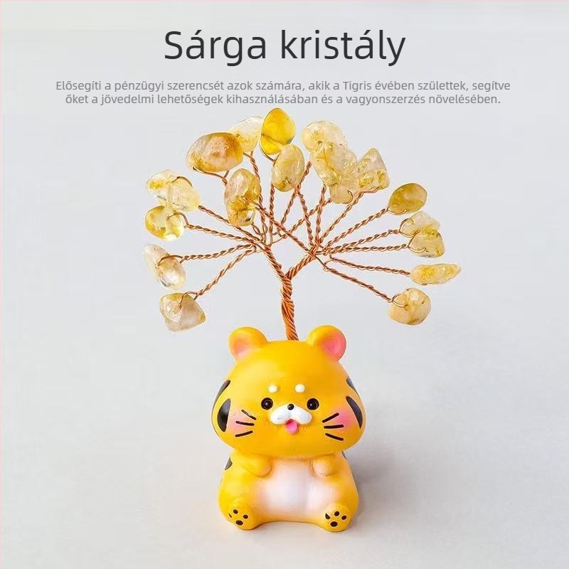 12 állatövi kristályfa dekor – anyag: kristály, kategória: nyers kristály, stílus: modern minimalizmus