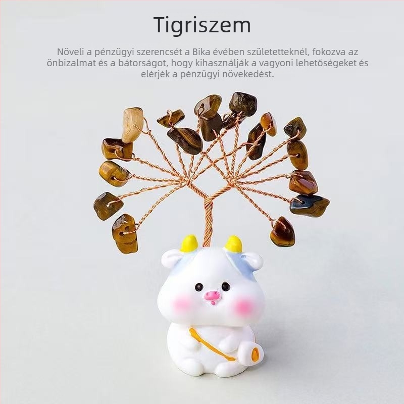 12 állatövi kristályfa dekor – anyag: kristály, kategória: nyers kristály, stílus: modern minimalizmus
