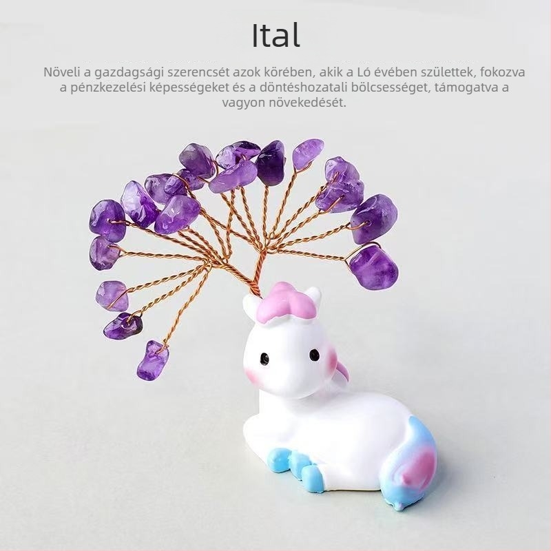 12 állatövi kristályfa dekor – anyag: kristály, kategória: nyers kristály, stílus: modern minimalizmus
