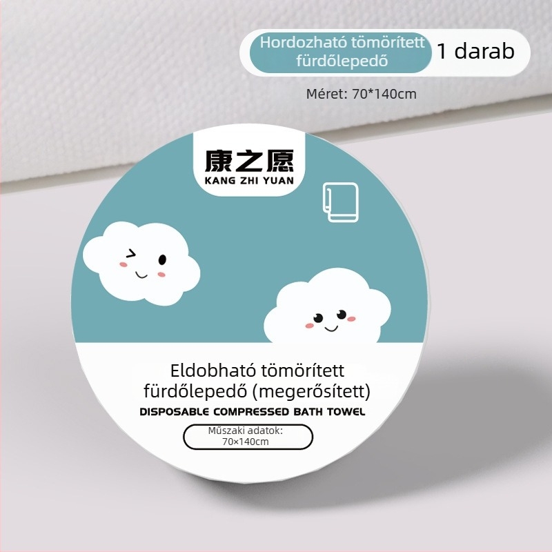 Egyszer használatos tömörített fürdőlepedő, növényi rostokból, 50 g vagy több, egyéni csomagolásban, utazáshoz hordozható arctörölköző