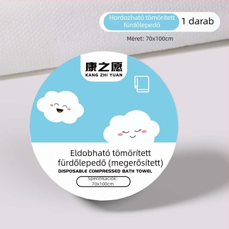 Egyszer használatos tömörített fürdőlepedő, növényi rostokból, 50 g vagy több, egyéni csomagolásban, utazáshoz hordozható arctörölköző