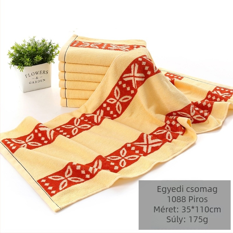 Pamut törölköző, egyszerű szövésű, tömeg 140–170 g, 32S szál