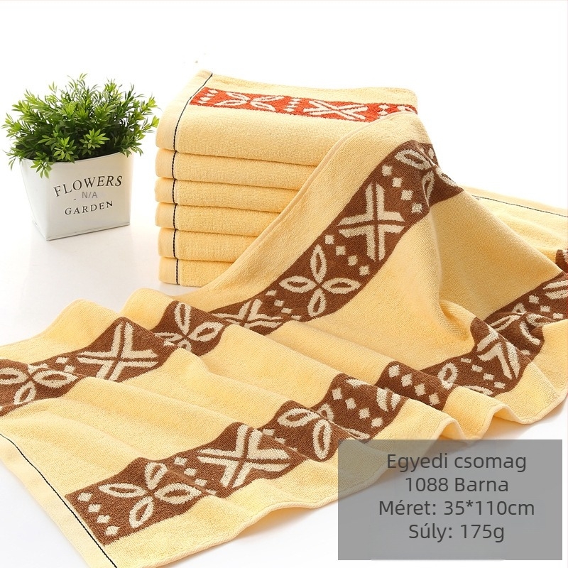 Pamut törölköző, egyszerű szövésű, tömeg 140–170 g, 32S szál