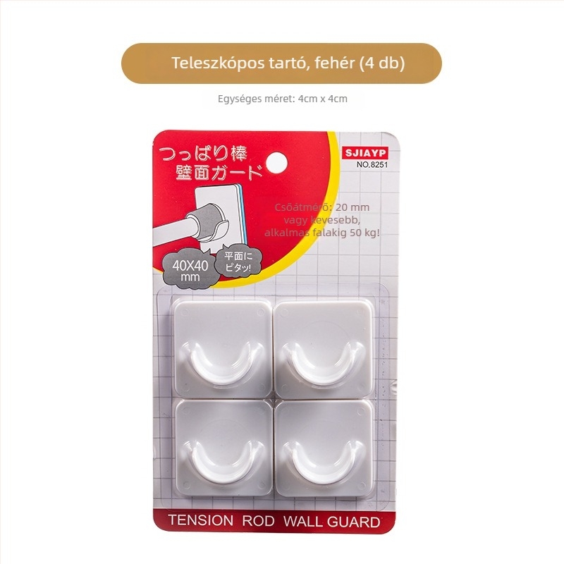Fúrás nélküli függönyrúd tartó teleszkópos rúddal, műanyag, max terhelés 5 kg, japán stílus, 2 db
