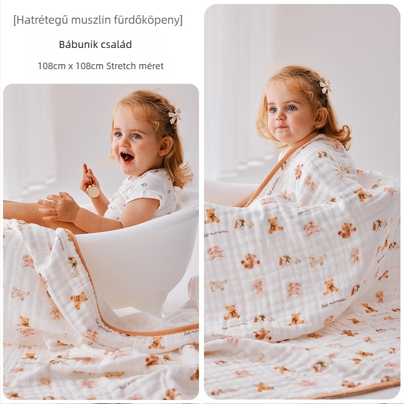 Harte újszülött fürdőtörölköző, pamut, ideális nyárra–tavaszra–őszre, állat- és rajzfilm minta