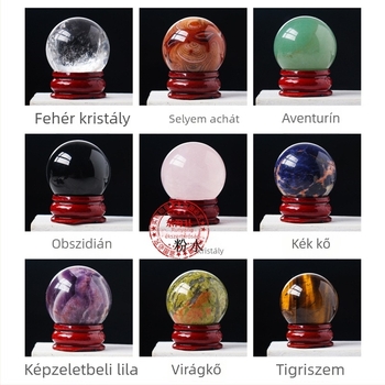Kristálygolyó dísz – anyag: kristály, márka: Runyangshi, csomagolás: ajándékdoboz, nettó súly: 450 g