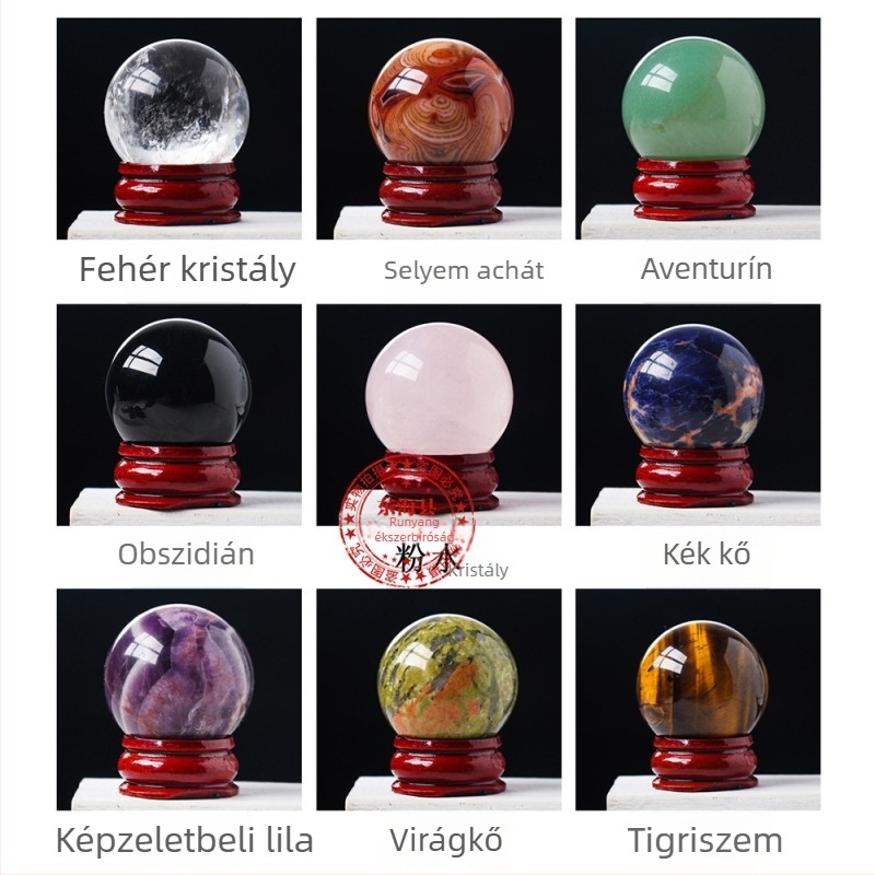 Kristálygolyó dísz – anyag: kristály, márka: Runyangshi, csomagolás: ajándékdoboz, nettó súly: 450 g