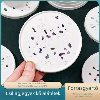 Kristály nyers kőből készült poháralátét és tálaló alátét készlet – modern minimalista dizájn, Runke jewelry