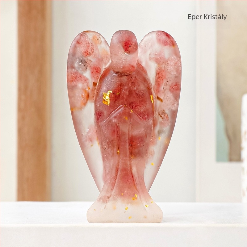 Runyangshi kristály angyal figurája, gyanta dekoráció, modern minimalist stílus