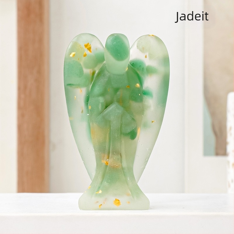 Runyangshi kristály angyal figurája, gyanta dekoráció, modern minimalist stílus