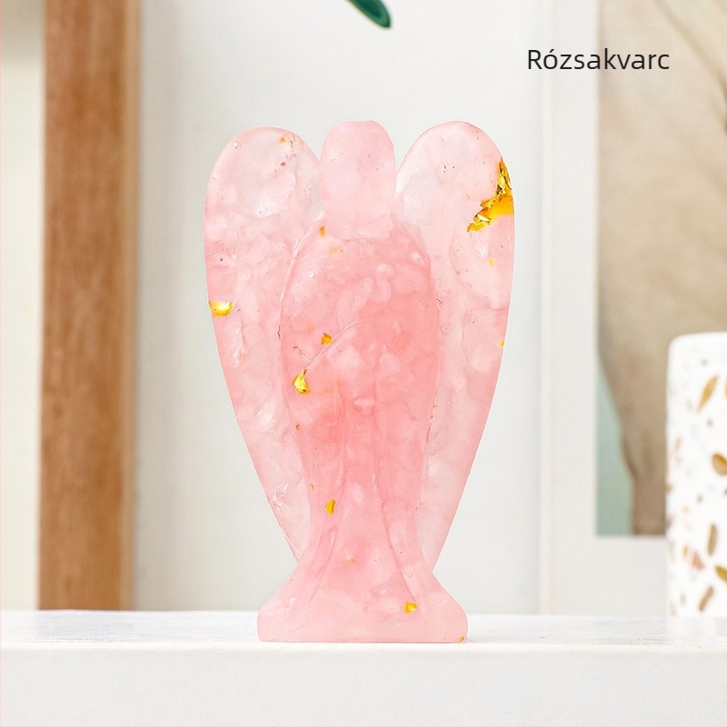 Runyangshi kristály angyal figurája, gyanta dekoráció, modern minimalist stílus