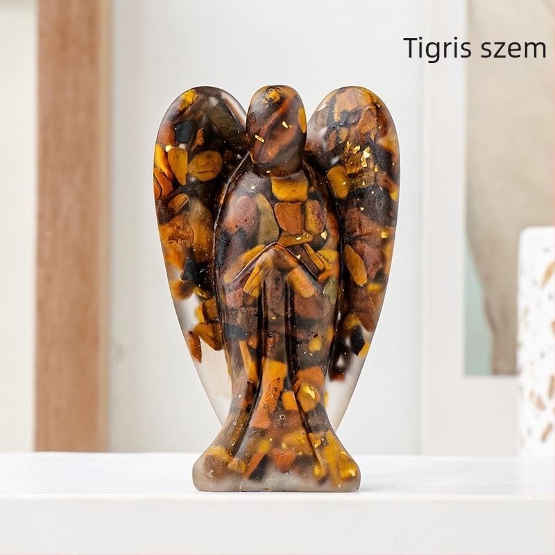 Runyangshi kristály angyal figurája, gyanta dekoráció, modern minimalist stílus