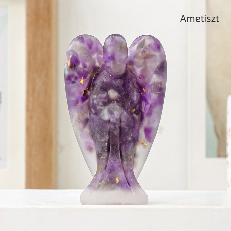 Runyangshi kristály angyal figurája, gyanta dekoráció, modern minimalist stílus