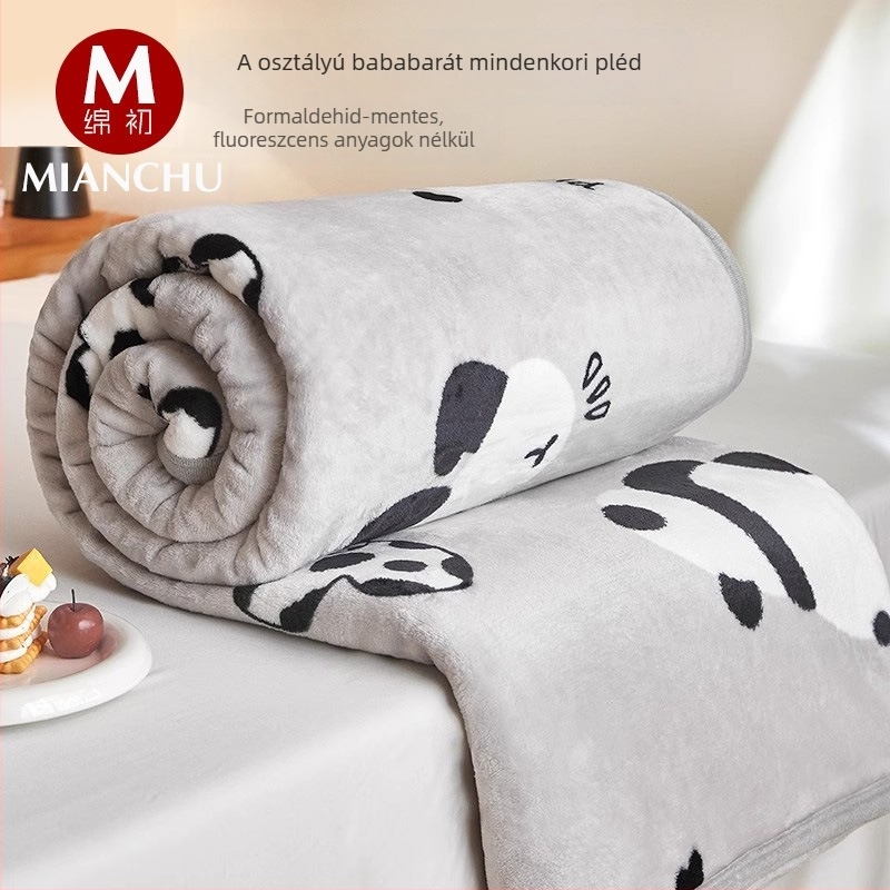 Tej-velúr és korall velúr pléd – rajzolt stílusú fleece pléd, összezsugorodás 2-3%