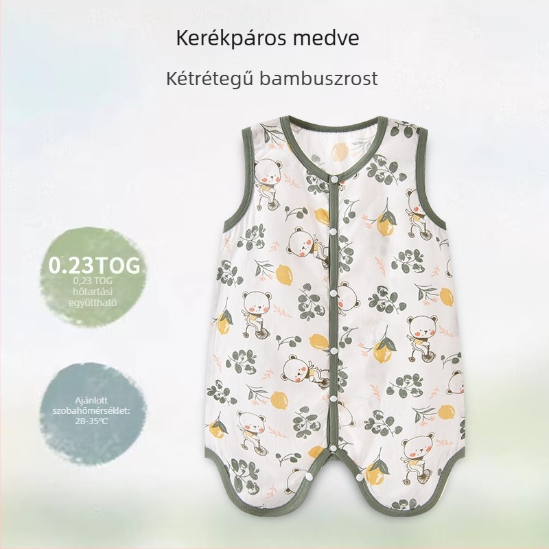 Candy Teddy Nyári bambuszrostból készült baba- és gyerek alvózsák mellény (0–6 év)