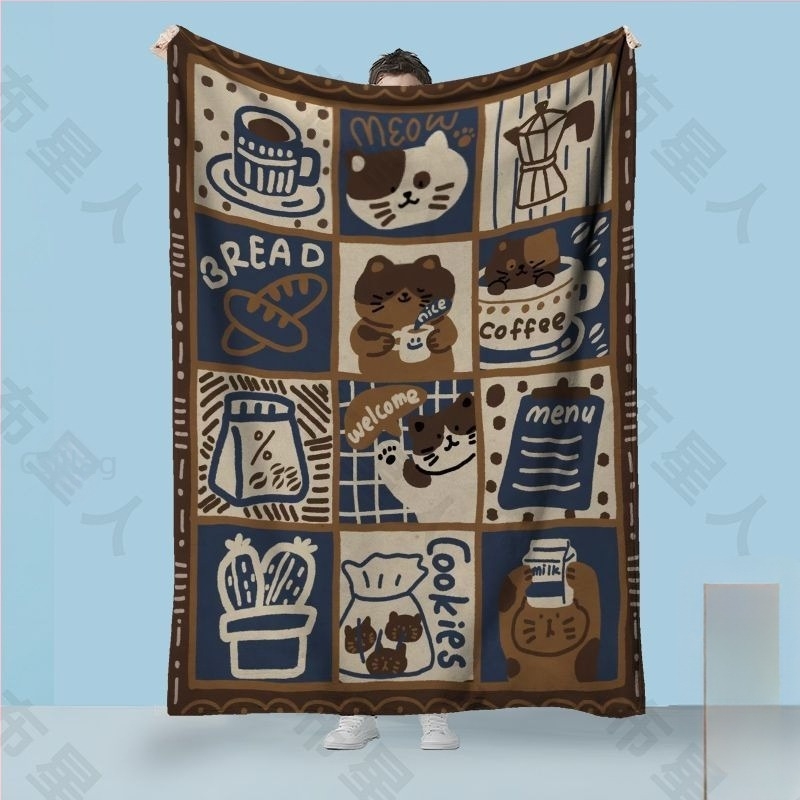Khaki színű állatos mintás fleece pléd, osztályterembe, irodába vagy otthonra — szélvédett, 230–240 g/m²