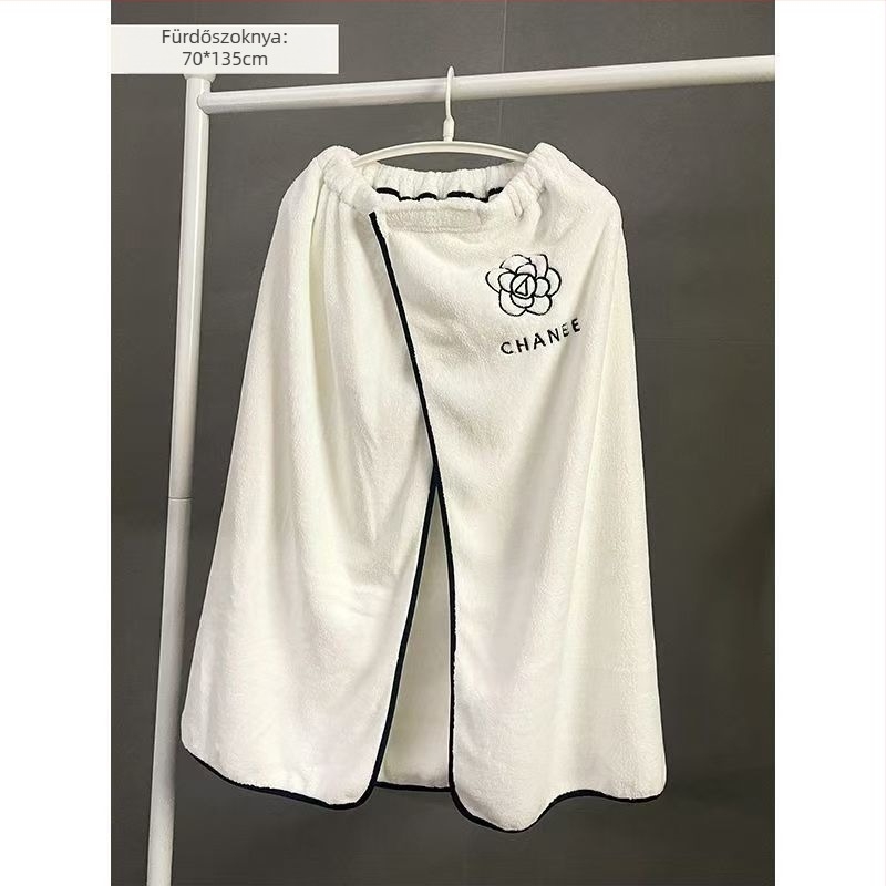 Kaméliás fürdő törölköző készlet nőknek – 3 részes viselhető fürdőköntös, törölköző és sapka a haj szárításához; mikroszálas, 500 g+; 19 szál