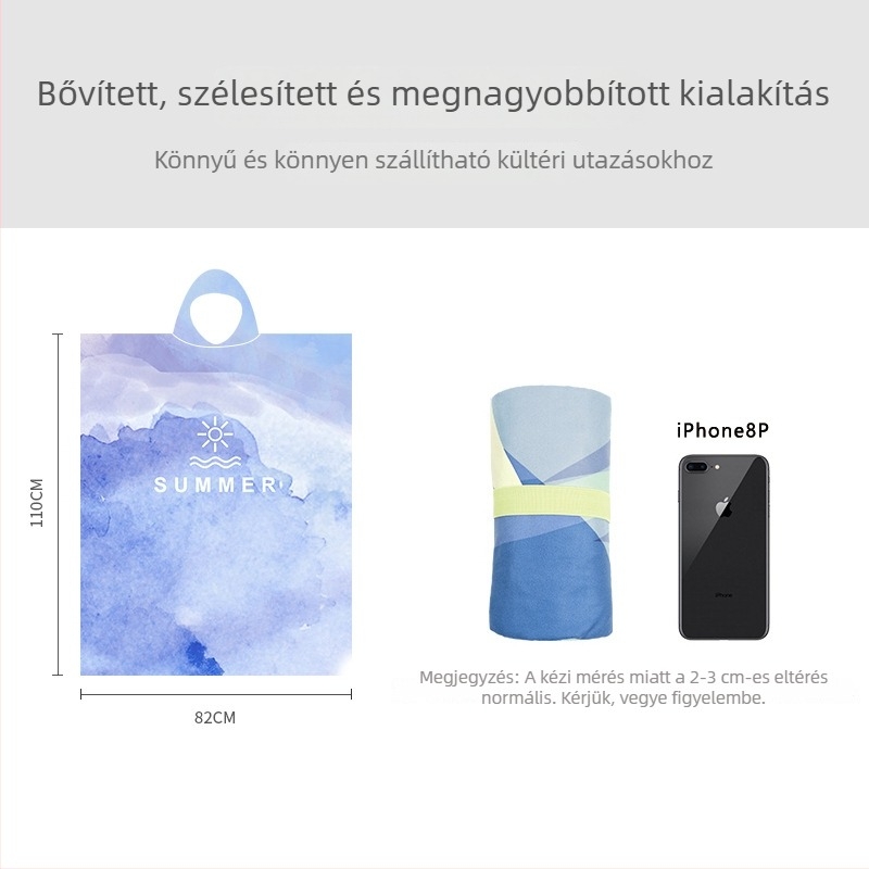 Kapucnis mikroszálas törölköző, viselhető, gyorsan száradó, 200–300 g/m², 120D, mindkét oldalon nyomtatás