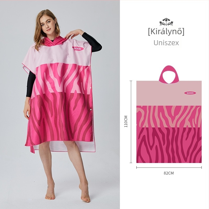 Kapucnis mikroszálas törölköző, viselhető, gyorsan száradó, 200–300 g/m², 120D, mindkét oldalon nyomtatás