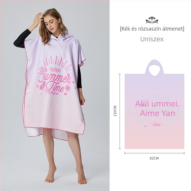 Kapucnis mikroszálas törölköző, viselhető, gyorsan száradó, 200–300 g/m², 120D, mindkét oldalon nyomtatás