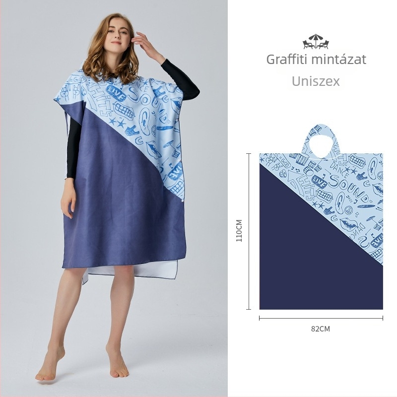 Kapucnis mikroszálas törölköző, viselhető, gyorsan száradó, 200–300 g/m², 120D, mindkét oldalon nyomtatás