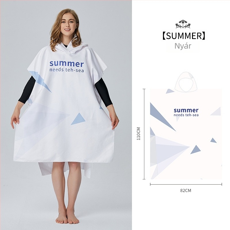 Kapucnis mikroszálas törölköző, viselhető, gyorsan száradó, 200–300 g/m², 120D, mindkét oldalon nyomtatás