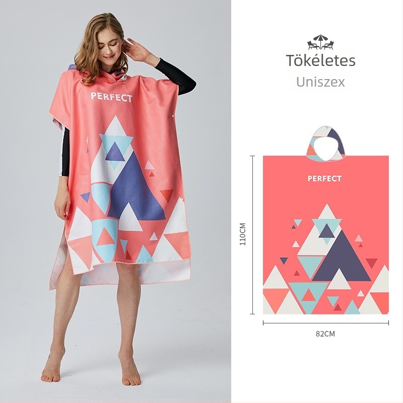 Kapucnis mikroszálas törölköző, viselhető, gyorsan száradó, 200–300 g/m², 120D, mindkét oldalon nyomtatás