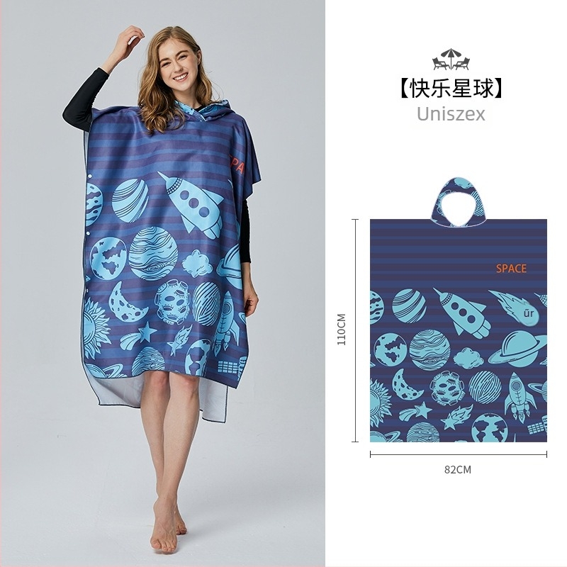 Kapucnis mikroszálas törölköző, viselhető, gyorsan száradó, 200–300 g/m², 120D, mindkét oldalon nyomtatás