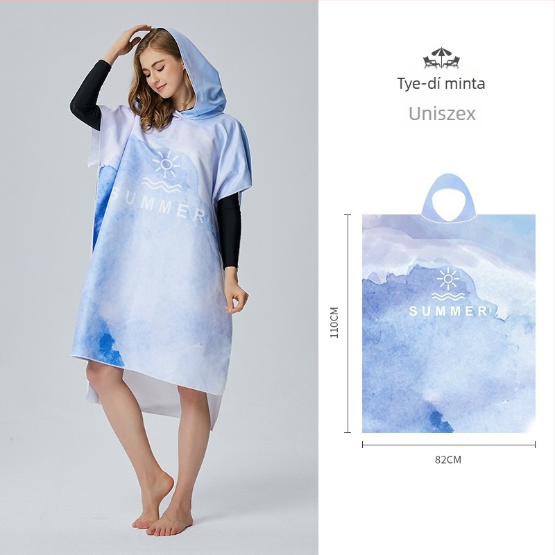 Kapucnis mikroszálas törölköző, viselhető, gyorsan száradó, 200–300 g/m², 120D, mindkét oldalon nyomtatás