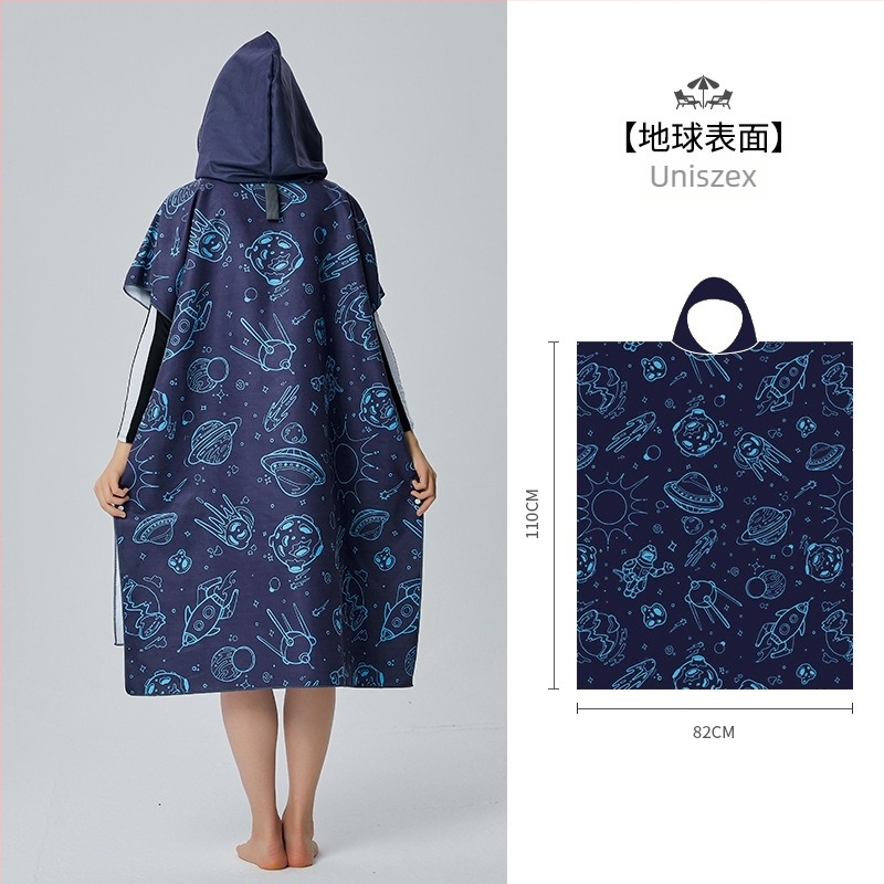 Kapucnis mikroszálas törölköző, viselhető, gyorsan száradó, 200–300 g/m², 120D, mindkét oldalon nyomtatás