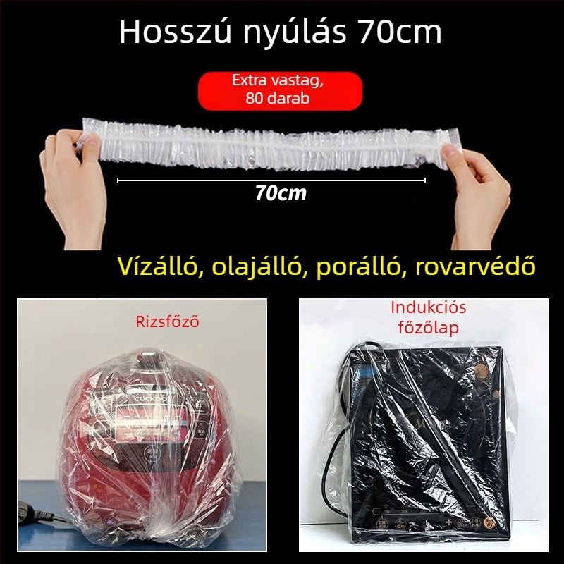 Egyszer használatos porvédő fedél háztartási készülékekhez, áttetsző műanyag, alkalmas rizsfőzőre, fazekakra és mikrohullámú sütőre