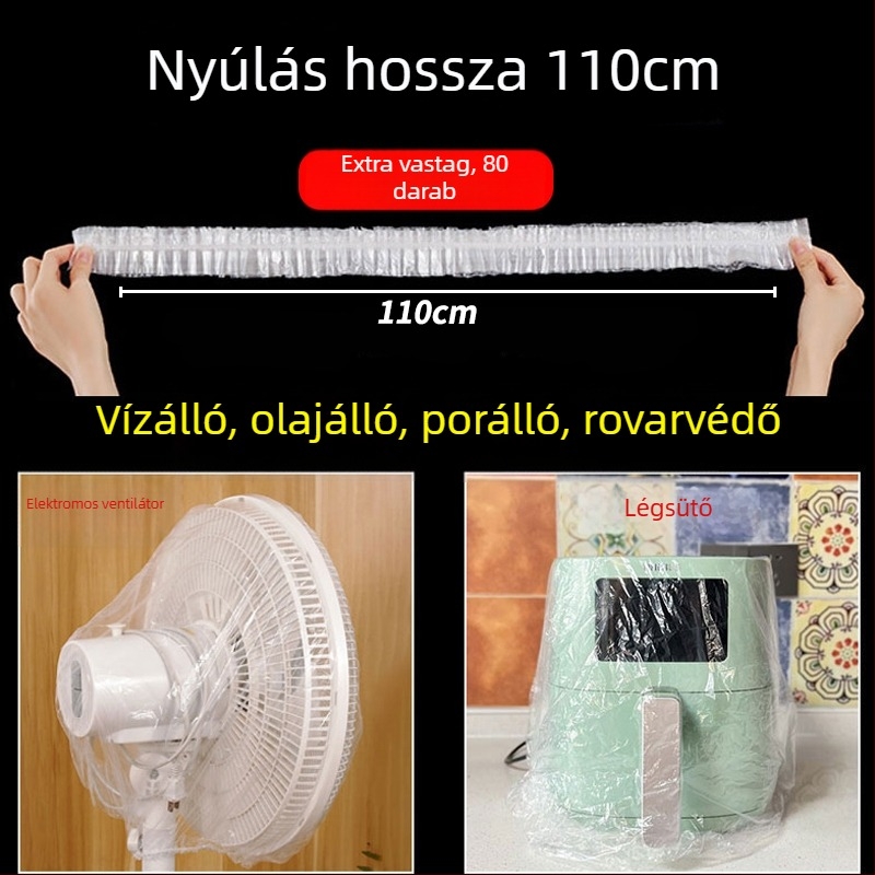 Egyszer használatos porvédő fedél háztartási készülékekhez, áttetsző műanyag, alkalmas rizsfőzőre, fazekakra és mikrohullámú sütőre