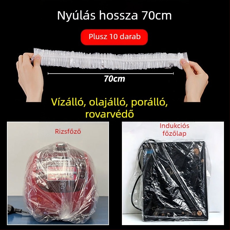 Egyszer használatos porvédő fedél háztartási készülékekhez, áttetsző műanyag, alkalmas rizsfőzőre, fazekakra és mikrohullámú sütőre