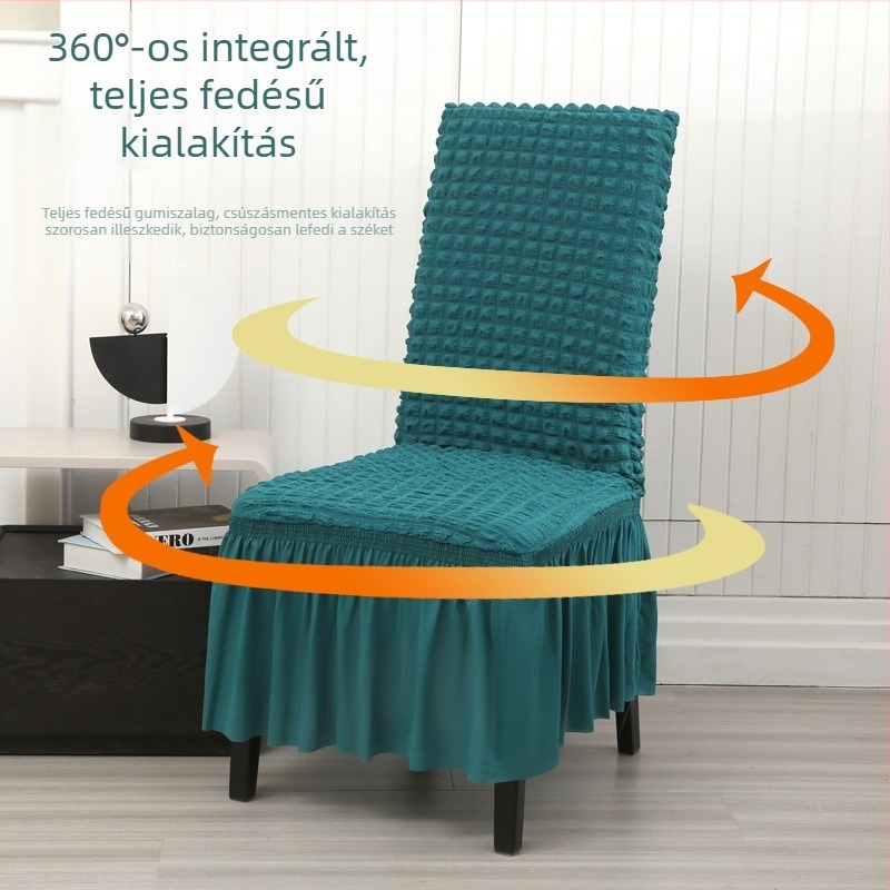 Skandináv stílusú székhuzat seersucker anyagból, elasztikus és vastított, négy évszakos univerzális, otthoni használatra, kopásálló
