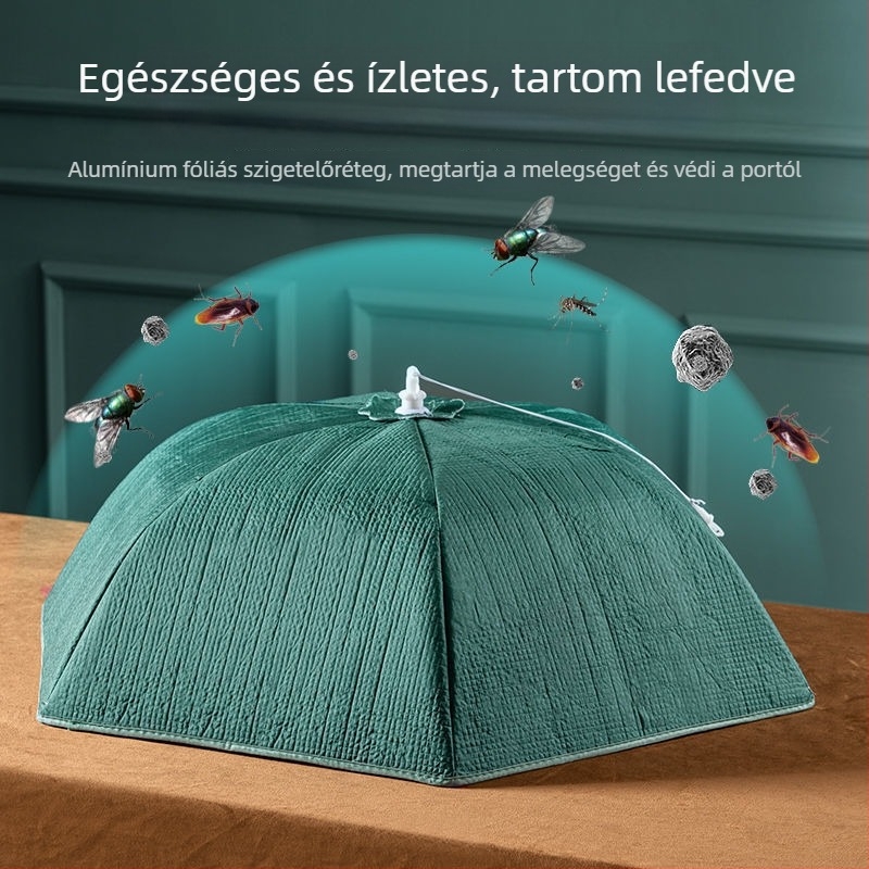 Hőszigetelt ételtakaró hálós anyagból, összecsukható asztaltakaró, legyek és por elleni védelem