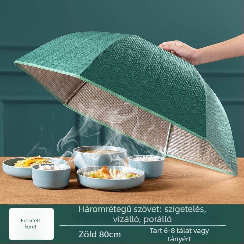 Hőszigetelt ételtakaró hálós anyagból, összecsukható asztaltakaró, legyek és por elleni védelem
