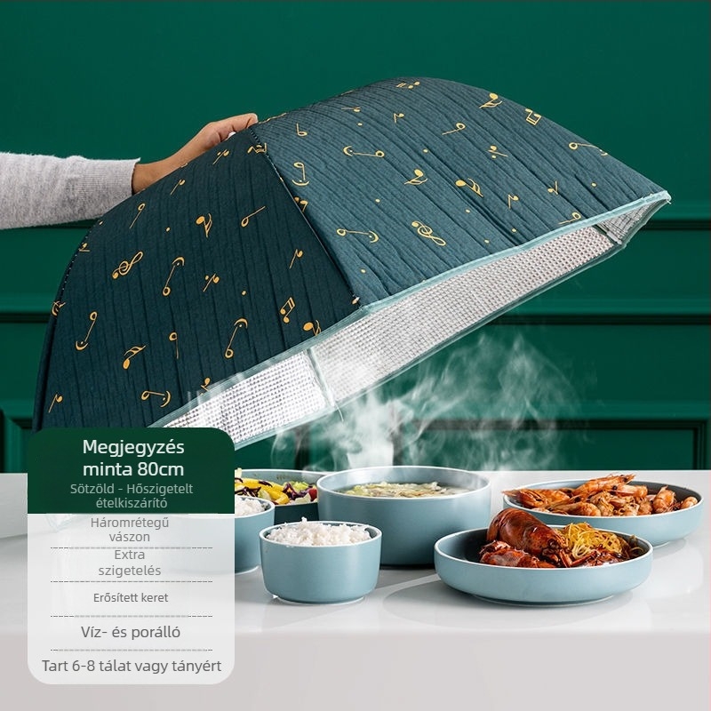 Hőszigetelt ételtakaró hálós anyagból, összecsukható asztaltakaró, legyek és por elleni védelem