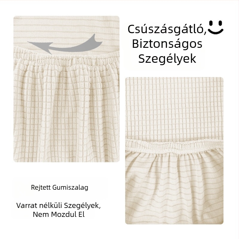 Rugalmas, teljesen záró négyszögletes jacquard bársonytakaró kanapéhoz és puffokhoz