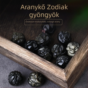 Obszidián Zodiákus karkötő gyöngy készlet – Szabad gyöngyök, kézzel készített, magas minőségű, régi típus stílus