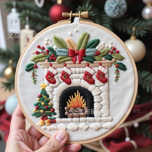 Nordic karácsonyi hímző DIY készlet pamut-len anyagból