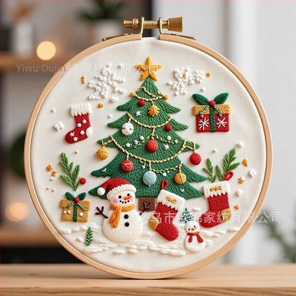 Nordic karácsonyi hímző DIY készlet pamut-len anyagból