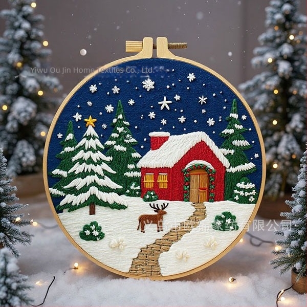 Nordic karácsonyi hímző DIY készlet pamut-len anyagból