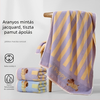 100% pamut nagy fürdőtörölköző, puha karikatúra mintával, antibakteriális Class A, kiváló nedvszívó, arcmosáshoz és fürdéshez