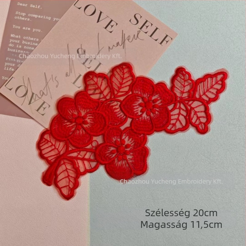 Organza anyagú hímzett csipkés applikáció ruházathoz — Anyag: organza; Alkalmazás: ruházat; Márka: Yu Cheng embroidery