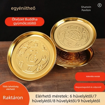 Megvastagított ötvözetből készült kínálótál otthoni használatra – aranyozott gyümölcstartó Buddhának, kínai stílus, testreszabható megmunkálás