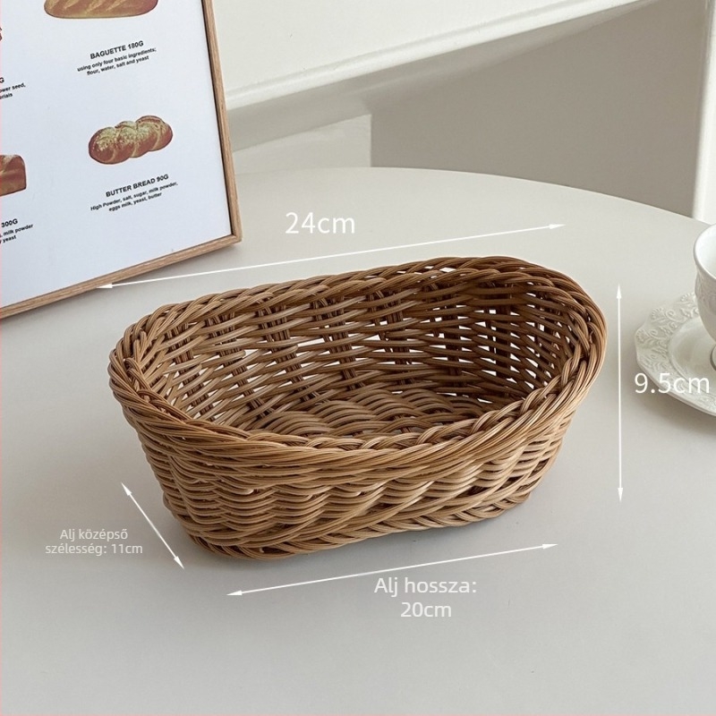 Fényképrekvizit – Koreai stílusú, rattan-szerű tároló tál, műanyag kivitel – dekoratív kiállítási kosár