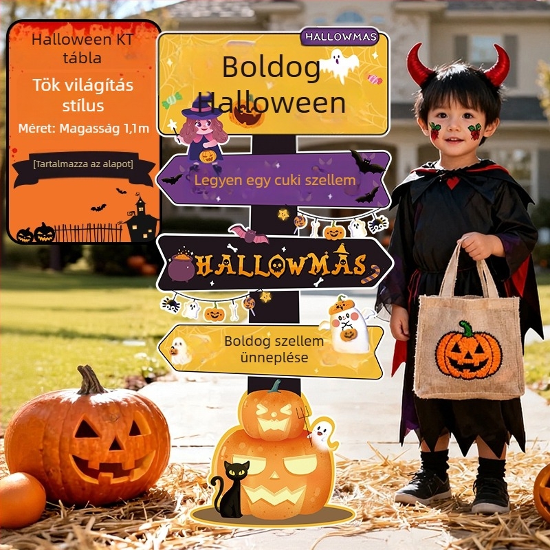 Halloween tök lámpa állvány – animációs stílusú helyszíni kellék KT tábláról